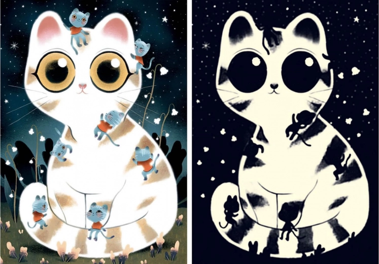 DJECO Svjetleća slagalica Mazne mačke 50 dijelova