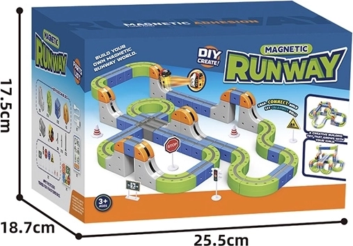 Magnetic Colorful Race Track with Train, 123 Pieces