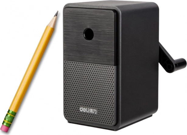 Ručno šiljilo s ručicom s posudicom i regulacijom oštrine – crno