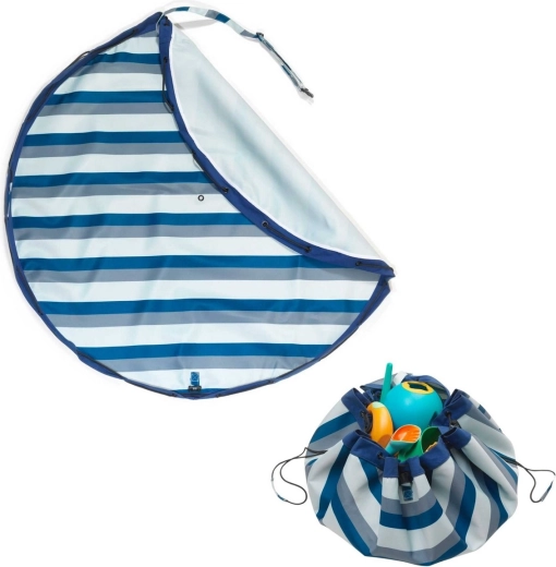 Play&Go outdoor toy storage bag and play mat with green stripes
