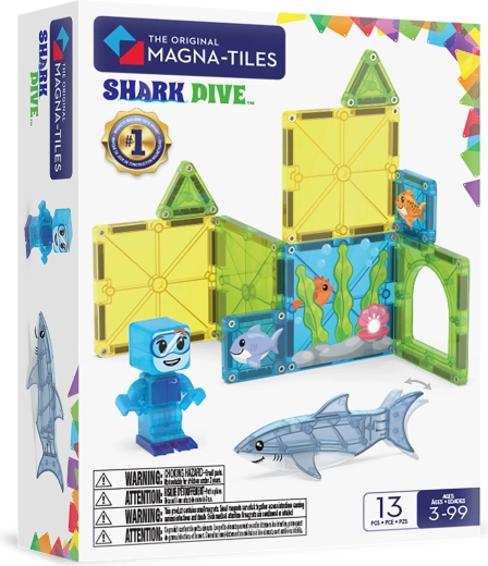 MAGNA-TILES Magnetski set za slaganje Ronjenje s morskim psima, 13 dijelova
