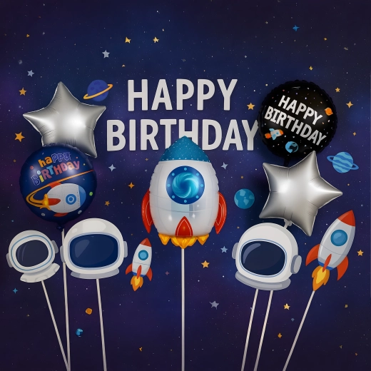 Set folijskih balona svemir – raketa i astronaut, 5 kom