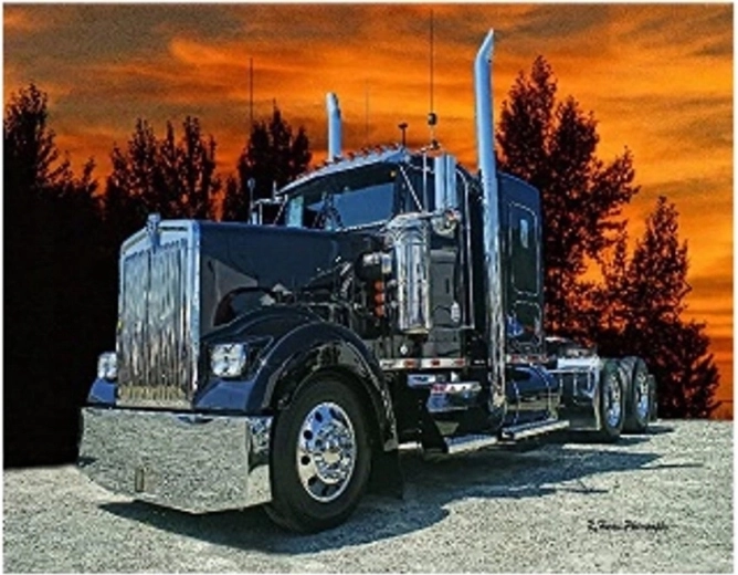 Dijamantno slikanje – kamion pri zalasku sunca 30 × 40 cm