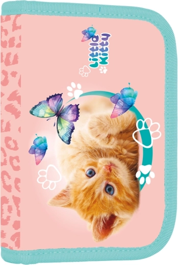 Školska pernica s 2 preklopa Mačka, jednoslojna, prazna