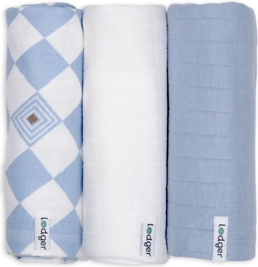 Lodger swaddler od organskog pamuka Blue fogg, 70 × 70 cm (3 kom)