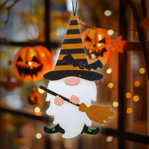 Hanging Halloween gnome decoration made of foam, 44 × 26 cm