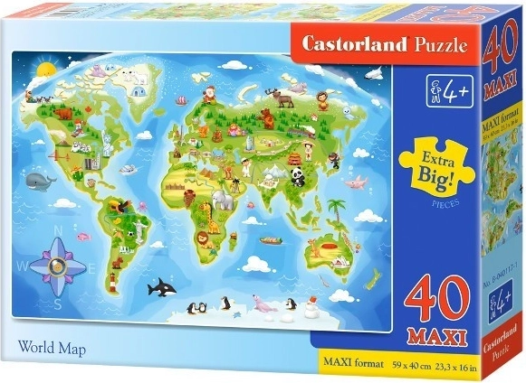 Castorland puzzle slikovna karta svijeta MAXI 40 dijelova