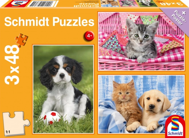 Puzzle Moje omiljene životinje 3x48 dijelova