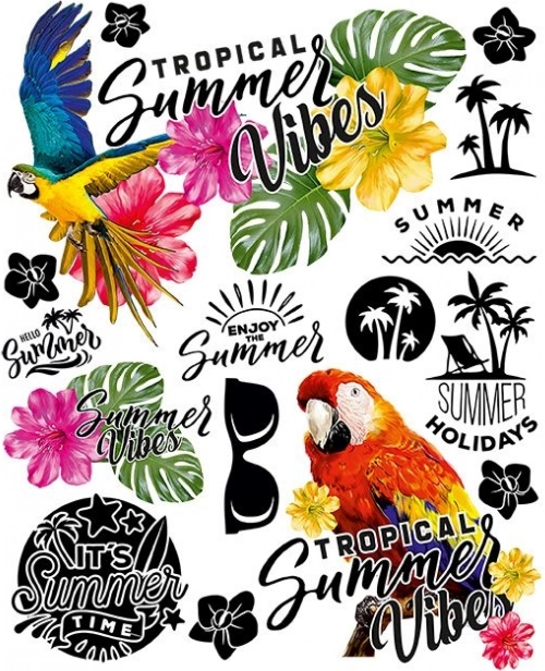 Ljetne naljepnice za peglanje – veliki arak 20 × 30 cm