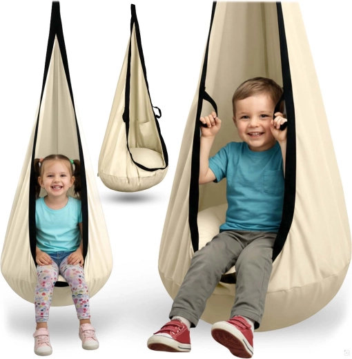 Children’s hanging cocoon swing Neo-Sport beige with cushion
