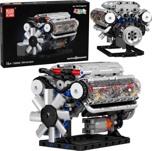 Građevinski set mehanički V8 motor s pokretnim klipovima (552 dijela)