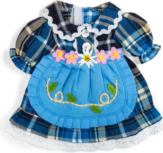 Bigjigs Toys plava karirana haljina za lutku 34 cm
