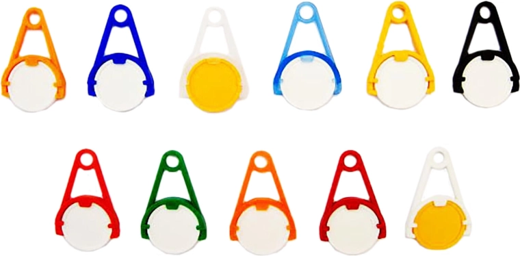 Privjesak za ključeve sa žetonom za kolica – miks boja, 5 kom