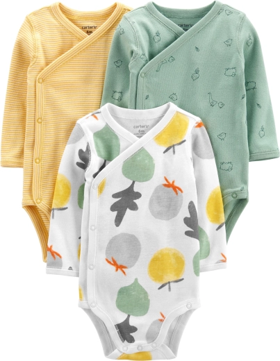 Carter’s bodi s dugim rukavima Veggies, neutralno, 3 kom, vel. 46