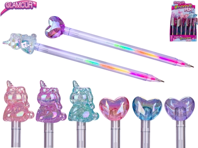 Glamour višebojna kemijska olovka s motivima srca i jednoroga