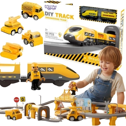 Woopie electric train track with construction crew, 92 pieces