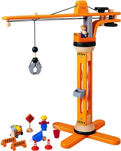 PlanToys wooden construction crane set