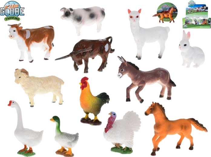 Kids Globe Farming set of plastic farm animals – 12 types