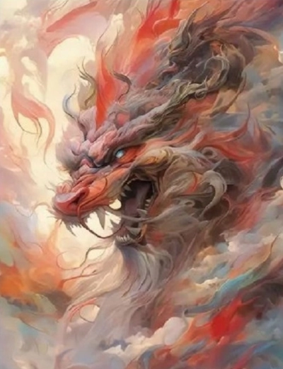 Dijamantno slikanje Crveni zmaj 30 × 40 cm