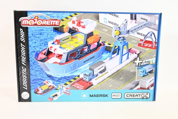 Majorette Maersk lučki set s brodom, dizalicom i kamionom