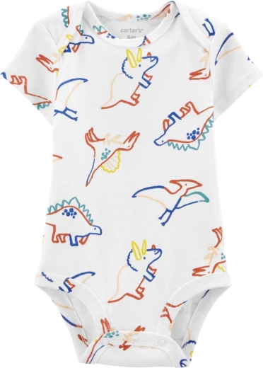 Carter's body kratkih rukava ivory Dino za dječake 3 mj