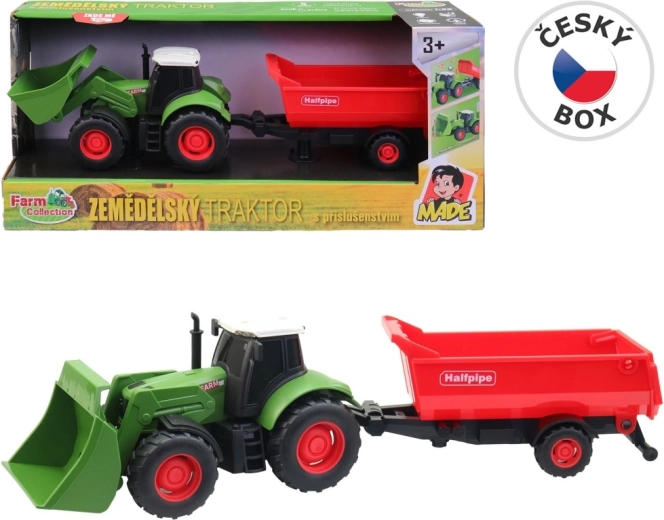 Farm Collection traktor s prikolicom na zamašnjak sa svjetlom i zvukom 30 cm (1:32)