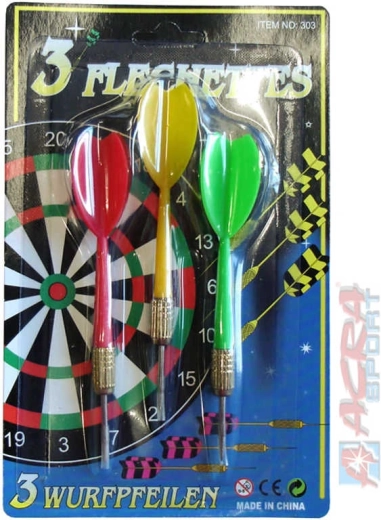 Acra colored darts with a metal tip – set of 3 pcs