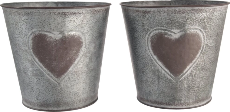 Dekorativna metalna tegla u obliku srca siva/smeđa 15 × 15 × 17 cm