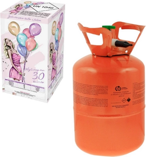 Jednokratna boca s helijem za 30 balona (9")