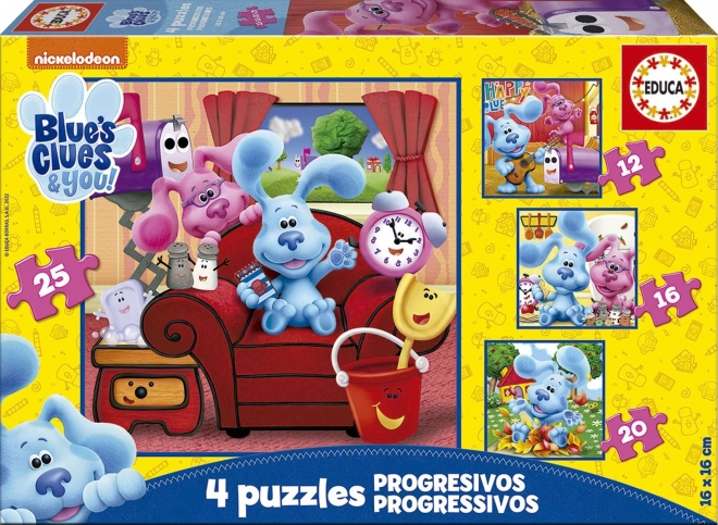 Puzzle BLUE'S CLUES 4u1 za djecu (12, 16, 20 i 25 dijelova)