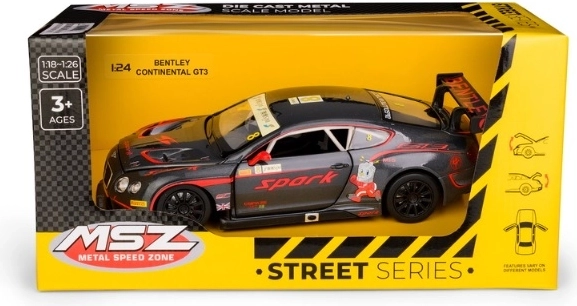 Collectible Bentley Continental GT3 model in 1:24 scale, gray