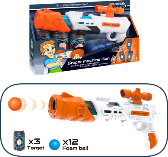 Pištolj na pjenaste metke 34 cm s metama i 12 naboja