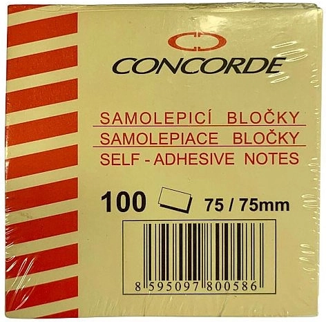 Samoljepljivi blok 75 × 75 mm, 100 listova, žuti