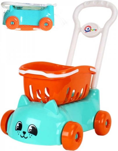 Children's shopping trolley with cat basket