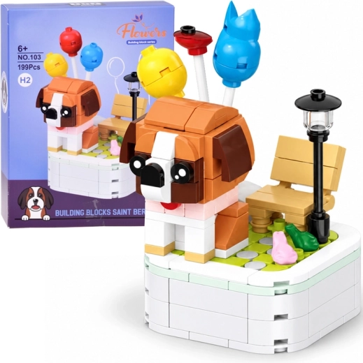 Technic building set of a St. Bernard on a base, 199 pieces