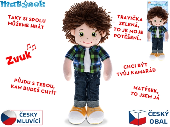Interaktivna lutkica Matýsek – govori češki, plišana, 37 cm