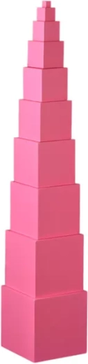 Montessori Pink Tower made of wooden cubes (10 pcs)