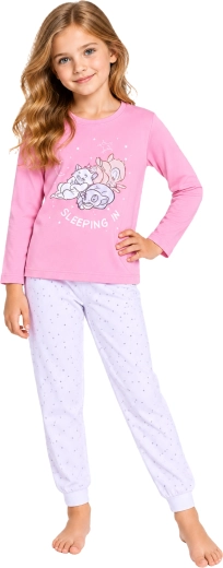 Girls' cotton pajamas Disney Bambi pink and white