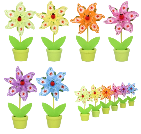 Vjetrenjača s bubamarom za cvjetnjak 9 × 15 cm – mix 6 boja