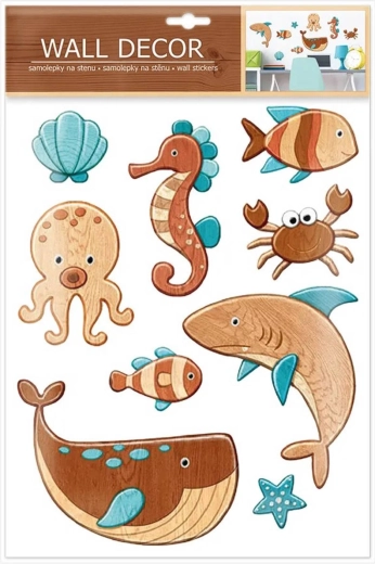 Self-adhesive wall stickers – sea animals (9 pcs)