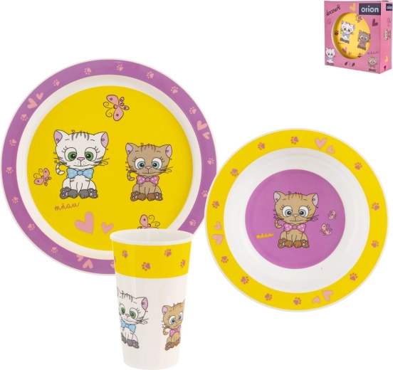 Dječji set posuđa UH – mačkice, okrugli, 3 kom