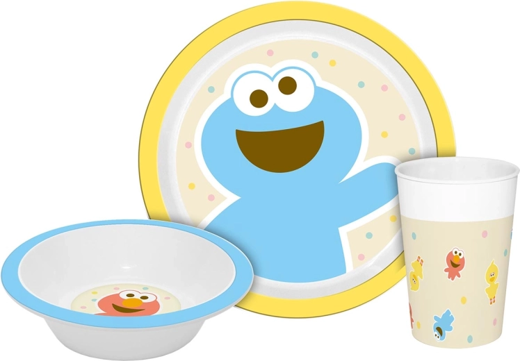 Dječji set za jelo Sesame Street prijatelji, 3-dijelni (PP)