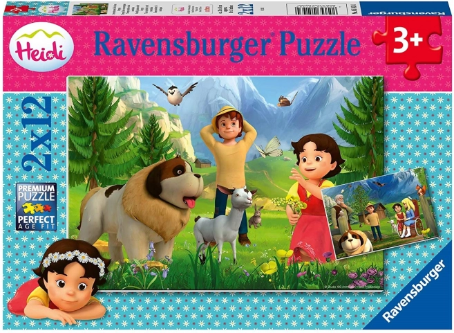 Puzzle RAVENSBURGER Heidi – zajedničko vrijeme u planinama 2×12 dijelova