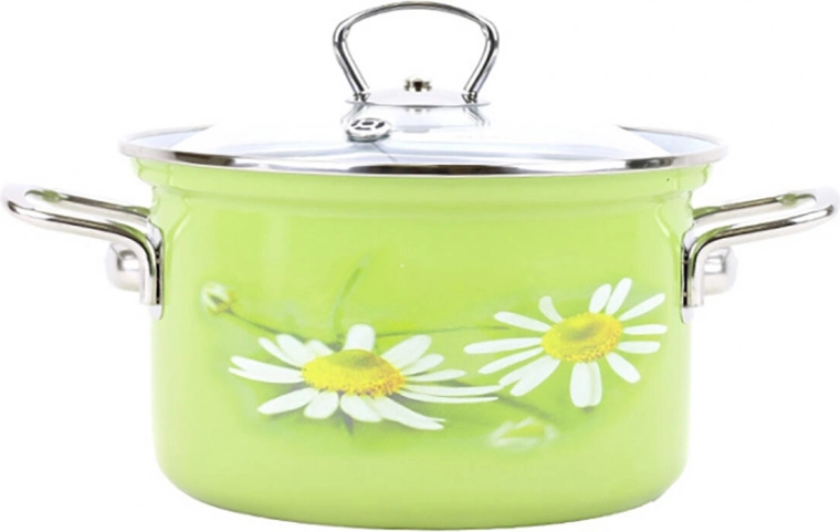 Emajlirani lonac BELIS Daisy 16 cm sa staklenim poklopcem, 2,1 l