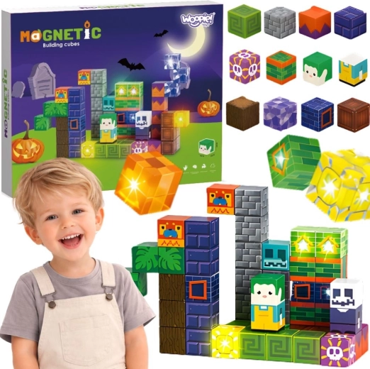 Woopie magnetske svjetleće kocke Halloween 63 kom