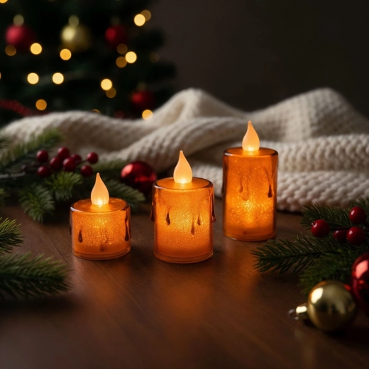 Set of LED candles with warm white light, 3 pcs
