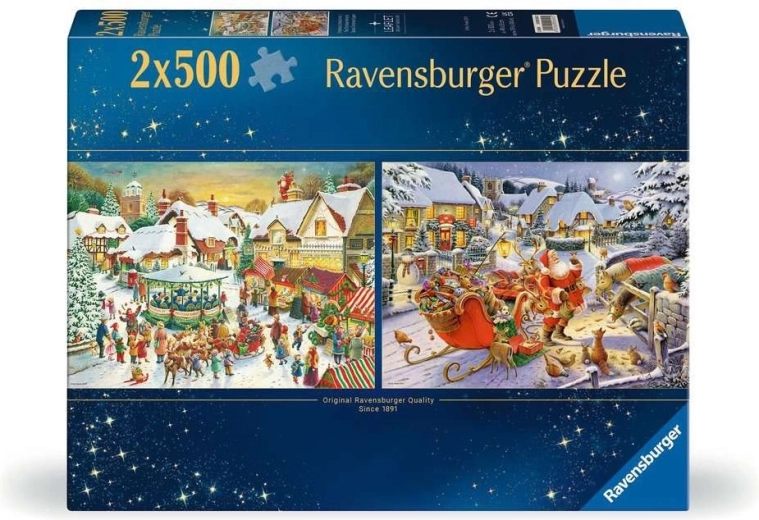 Ravensburger puzzle božićni sajam i badnja večera sa Santom 2×500 dijelova