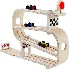 PlanToys Racer on a Slanted Track