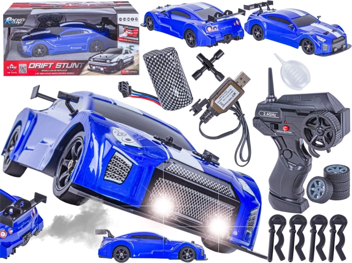1:16 Drift RC Car Nissan GTR 4WD 2.4 GHz with Smoke Effect and LED Lights