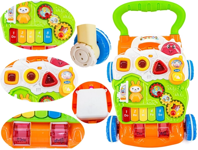 Multifunctional interactive baby walker/push toy with music - 1 piece